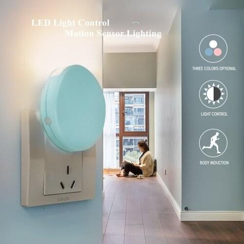 LED Light Control Motion Sensor Smart Lighting LED Night Lights Home Night Lamp Plug-in Wall Night Lamp Stair Hallway Bedroom