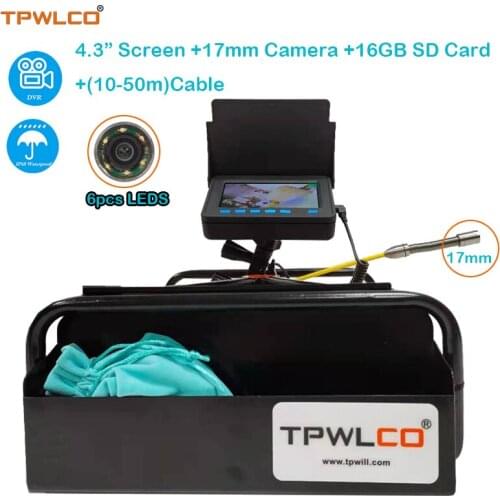 Video Endoscope Industrial Camera System 4.3inch Display 17mm CCTV Snake Camera 10-20m Cable 16GB SD Card With DVR Function