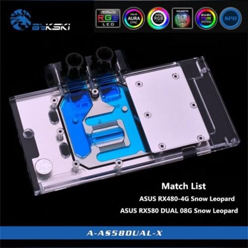 Bykski A-AS58DUAL-X Full Coverage GPU Water Block For ASUS RX480 4G / RX580 DUAL O8G Graphics Card Heatsink