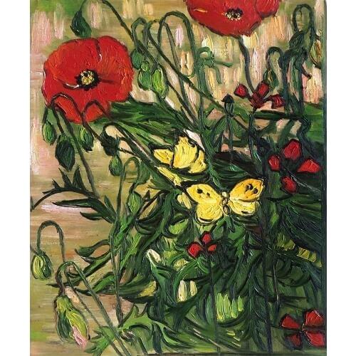 High quality Vincent Van Gogh paintings for sale Poppies and Butterflies Canvas art hand-painted