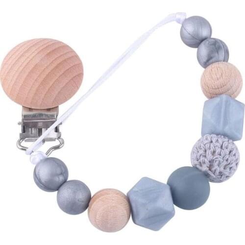 Pacifier Clip Personalized Name Baby Soothie Teether Toy Chewbeads Baby Birthday Silicone Teething Beads Holder