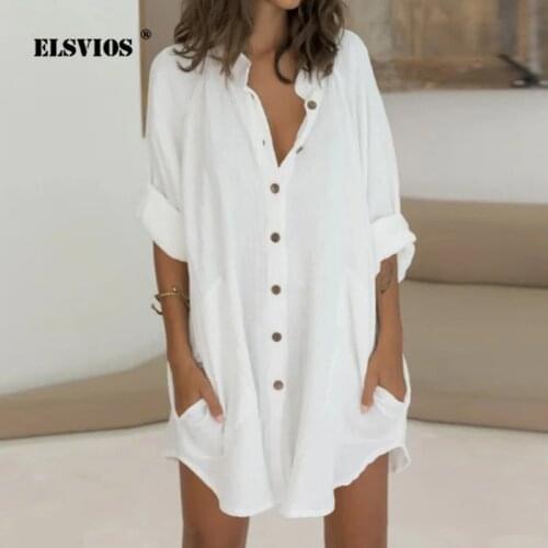 Vestido Elegant Turn-down Collar Buttons Cardigan Shirt Skirt Casual Cotton And Linen Solid Loose Dress Women Summer Dresses 3XL