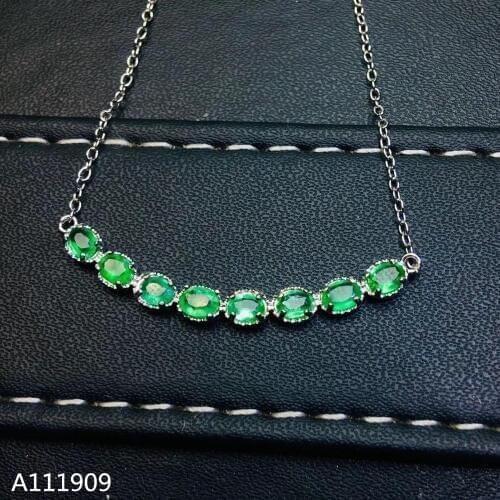 KJJEAXCMY boutique jewelry 925 sterling silver inlaid Natural emerald necklace Womens pendant Support detection luxurious
