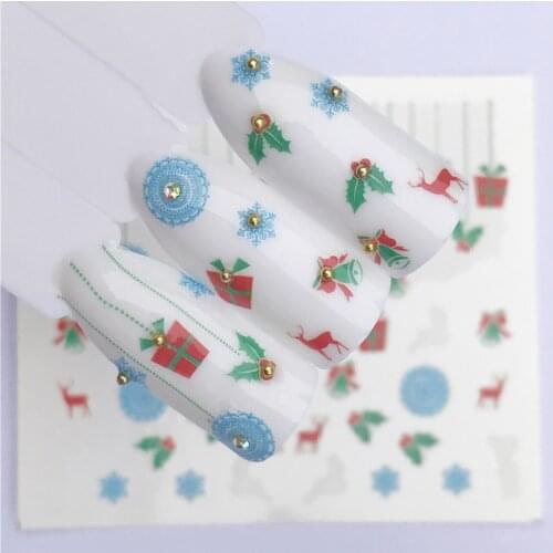 1 Sheet Christmas Pattern Nail Water Decals Snowy Landscape Winter Elk Water Sliding Transfer Stickers Xmas Nail Tattoo