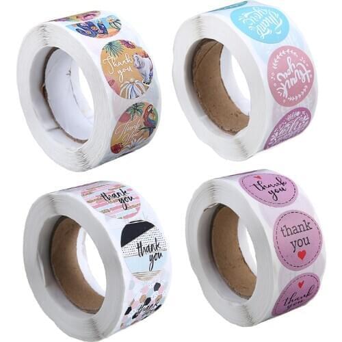 1pcs Colorful Thank You Stickers Thank You Business Labels Tips Stickers Dry Adhesive Small 500Pcs/Roll For Party Gift Decor