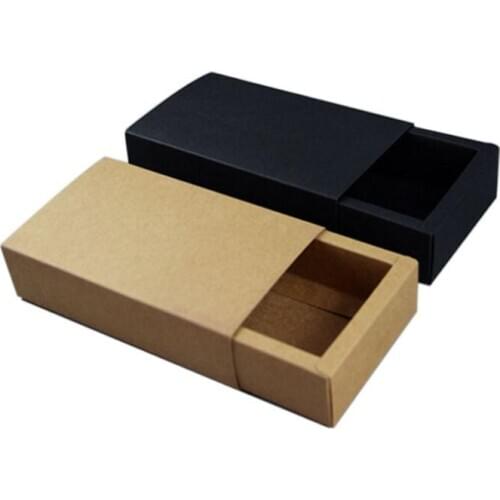 14*7*3cm Black Beige Drawer Packing Box Gift Bow Tie Packaging Kraft Paper Craft Cardboard Boxes LX8796