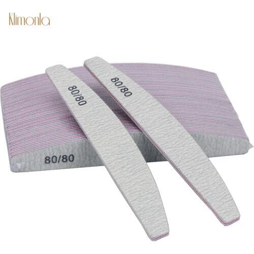 25Pcs/Lot Professional Nail File Grey Half Moon 80/80 Grit Sanding Buffer Thick Files For DIY Nail Care Manicure Tools Salon