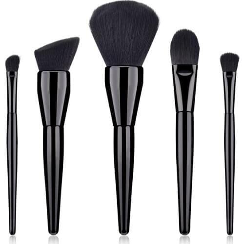 5PCS Classic Black Makeup Brushes Set Super Soft Make Up Brush Kits Blush Slanted Powder Ultimate Blending Beauty Tool