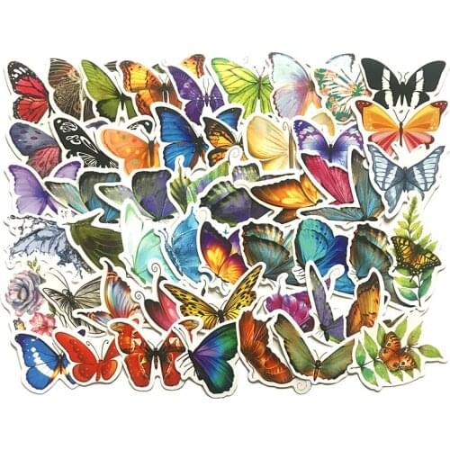 50PCS Colorful Butterfly Shadows Cute Stickers For Case Suitcase DIY Laptop Guitar Skateboard Toy Lovely Decals Sticker F4