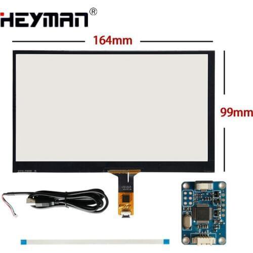 7''164mm*99mm Capacitive Touch Digitizer For Raspberry Pi tablet PC GPS navigation Touch screen panel Glass+USB Driver board