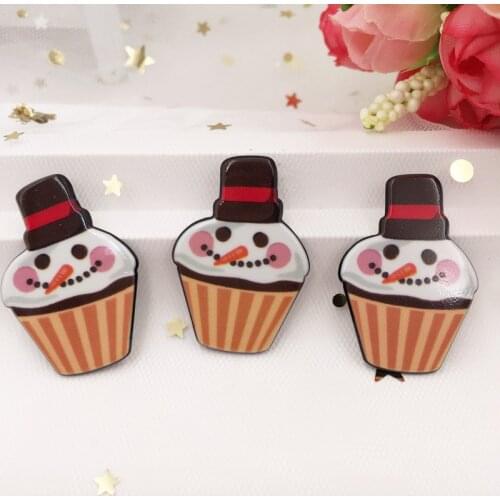 8Pcs Kawaii Colorful Cake Snowman Flat Back Acrylic Sheet Miniature Pattern Applique Decor DIY Craft Supplie SF787