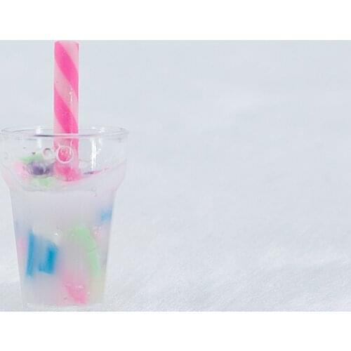 6pcs/Lot 26mm*12mm DIY Accessories Toys Dollhouse Miniature 3D Resin Rainbow Milk Tea AND Juice Cup Play