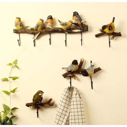 American resin bird decorative coat hook ornaments door wall hanger hat hook wall painting offices veranda key hook wall knoping
