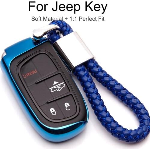 Car Accessories Key Case Fob Cover Soft TPU for Jeep Wrangler Grand Cherokee Wk2 Renegade Liberty Patriot Compass Keyring Chain