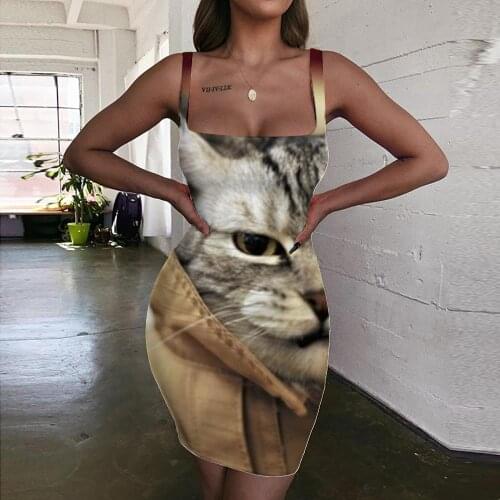 Giyu Brand Animal Dress Women Cat Vestido Sexy Cool Ladies Dresses Harajuku Bodycon Dress Womens Clothing Summer Beach Boho