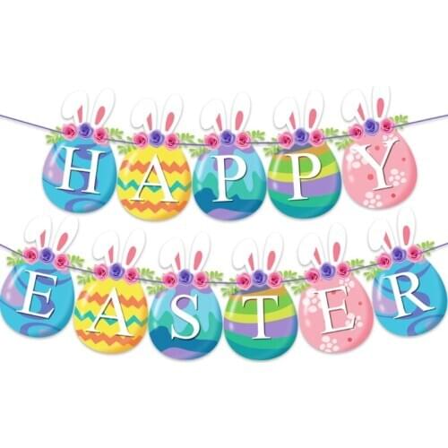 Paper Happy Easter Banners for Fireplace With Assorted 12'' Latex Balloons Party