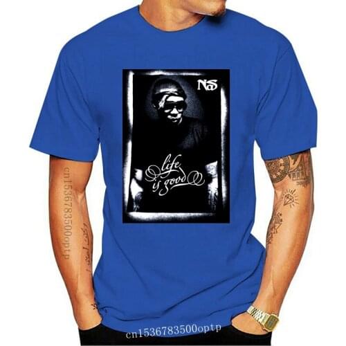 NAS White Portrait Image Juniors Black T Shirt Men Women Large Size Tops TEE Shirt
