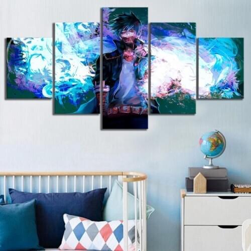 HD Printed Poster Painting 5 Pcs My Hero Academia Anime Dabi Canvas Wall Art Decorative Modular Type For Room Home Decoration