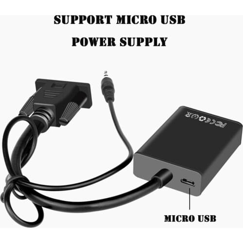 1080P VGA to HDMI-compatible Converter Adapter Cable for PC laptop to HDTV Projector with Audio Output VGA Full HD Adapter