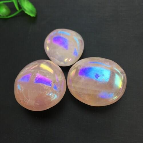 Angle Aura rose quartz palm stones mineral crystal healing massage gemstones home decoration