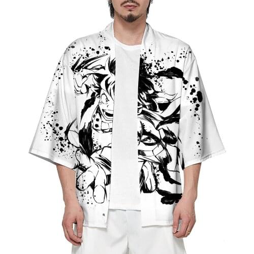 Kimono My Hero Academia Cosplay Anime Japanese Style Short Sleeve T-Shirt Loose Casual Oversized Streetwear Men Women Summer Top