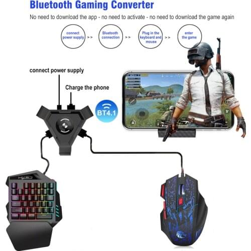 One-handed Keyboard PUBG Mobile Gamepad Controller Gaming Keyboard Mouse Set Game Converter for Android IOS Bluetooth 4.1Adapter