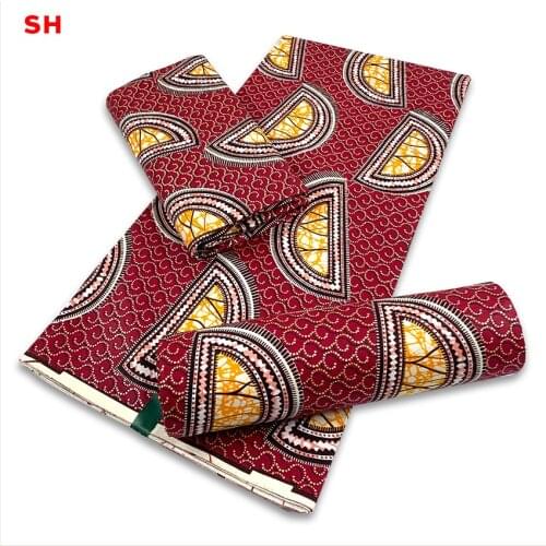 NIGIRA Red Semicircle Printing Design Grand Prints Batik Pagne Real Wax Fabric By The Yard H210802