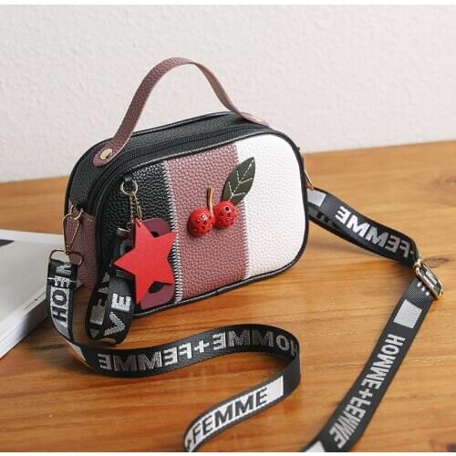 PU LEATHER Small Female Bags Shoulder Messenger Bag Womens Handbag Girls Cherry Design Bags 2020 Crossbody