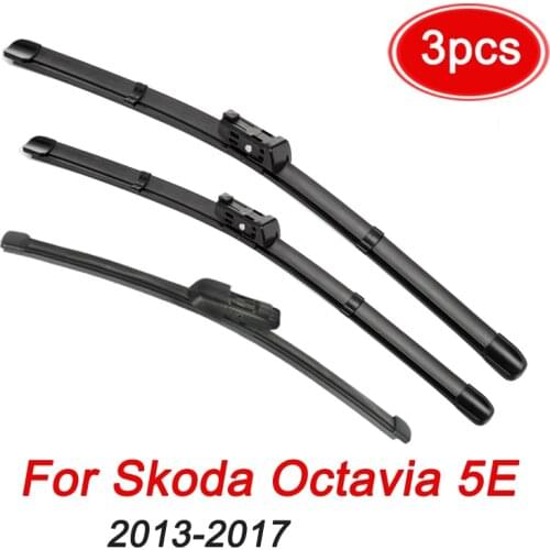 MIDOON LHD RHD Wiper Front Rear Wiper Blades Set For Skoda Octavia 5E Hatchback 2013 2017 2016 2015 2014 Windscreen 24"19"16"