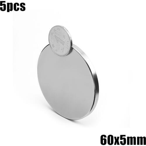 5pcs 60x5mm Super Powerful Strong Bulk Small Round NdFeB Neodymium Disc Magnets Dia 60mm x 5mm N35 Rare Earth NdFeB Magnet