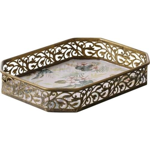 Nordic Art Resin Vintage Jewelry Key Cosmetic Storage Tray Home Light Luxury Drinking Cup Fruit Wedding Tea Tray Home Decoration