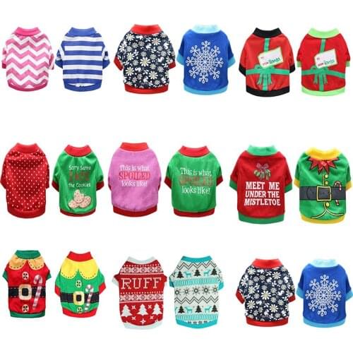 Dog Clothes Winter Warm Pet Dog Christmas T-shirt Clothing New Year Pet Shirt For Small Medium Dogs Chihuahua Pet Puppy Apparel