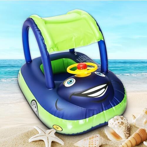 Portable Baby Float Seat Boat Inflatable Float Summer Sunshade Tube Ring Car Swim Pool For Baby Swimming Water Sport Fun Toys
