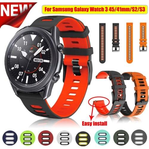 22 20mm Silicagel Strap For Samsung Galaxy Watch 3 41 45 Galaxy Watch 42 46 S2 S3 Bracelet Huawei Watch GT2 46 Replacement Strap
