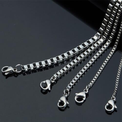 RONGQING 10pcs/lot NEW 361L Stainless Steel 3mm Box Necklace Chain for DIY Jewelry Making Accessories