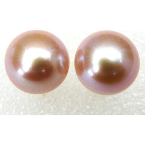 HOT Perfect AAA+ 12-13mm PINK South Sea Pearl yellow 14 Gold Earrings STUD