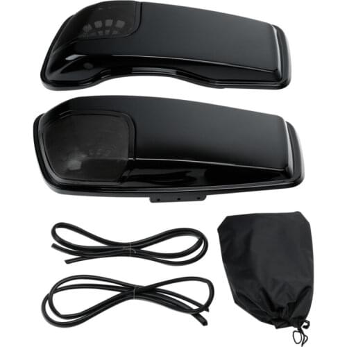 Motorcycle Black Saddlebag Lid Speaker Cutouts w/ Grill For Harley Touring Models Road King Road Glide Electra Glide 2014-2020