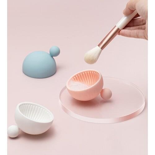 Nordic Silicone Makeup Brush Cleaner Striped Design Brush Washing Tray Cosmetic Eyebrow Brush Cleaning Tool