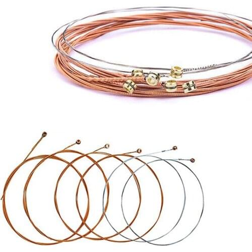 6pcs/set Acoustic Guitar String Brass Hexagonal Steel Core Strings For Musical Instruments Folk Guitar Ukulele Bass Parts