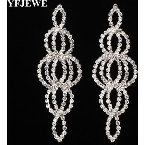 YFJEWE Fashion Full Rhinestone Crystal Long Drop Earrings Pendant Earrings for Women Wedding Accessories Jewelry Wholesale E446