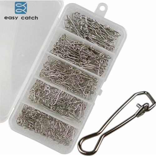 Easy Catch 260pcs/set Fishing Hooked Snaps Pin Connector Stainless Steel Fishing Hook Snap Clips Connector Set With Box
