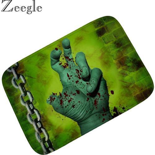 Zeegle Halloween Bloody Microfiber Floor Mat Modern Hallway Door Mats Flannel Floor Rug for Living Room Kitchen Anti Slip Carpet