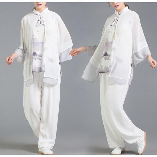 Female taijiquan performance clothing sets female kung fu uniforms wushu martial arts suit competition veil tai chi suits