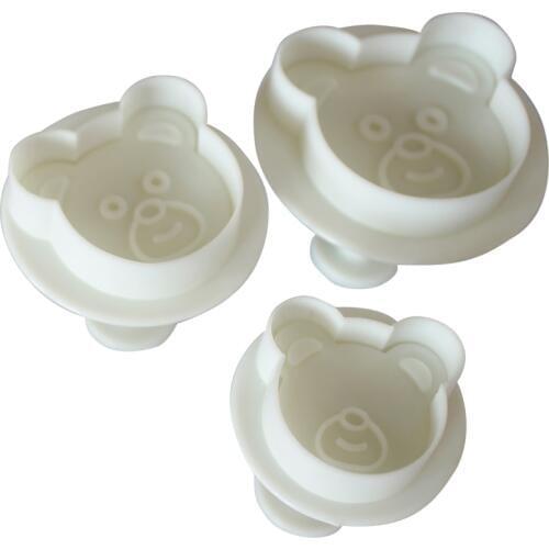 3Pcs/Set Bear Cookie Press Cutter Cookies Plastic Embossing Baking Mold Fondant Cutters For Cake Decorating Tools Cookie Cutters