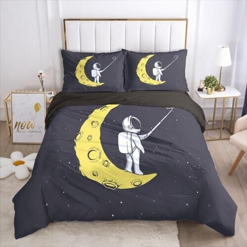3D Black Bedding Sets Duvet Cover Set Blanket/Quilt/Comforter Cases Pillow case Outer Space Design Queen Full sizeBed Linen