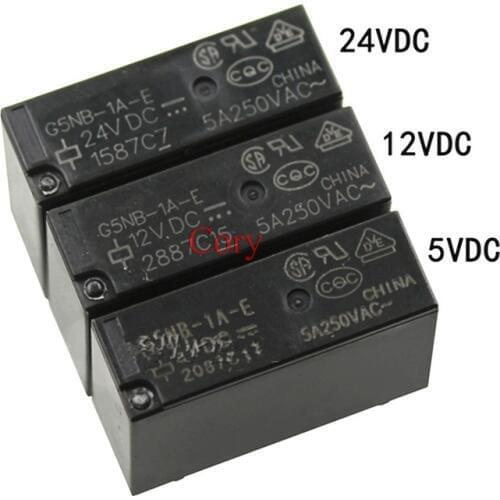 5PCS 5V 12V 24V Power Relays G5NB-1A-E- 5VDC 12VDC 24VDC 5A 250VAC 4PIN 20.5X7.2X15.3MM 1NO