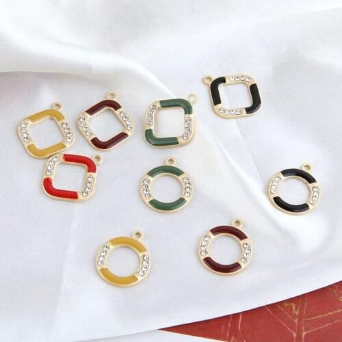 6pcs Women Korean Style Alloy Cutout Rectangular Earrings Rhombus Round Earrings For Women Geometric Pendant Diy Jewelry Making