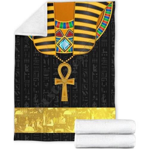 African Pharaoh Cosplay Premium 3D printed Sherpa Blanket on Bed Home Textiles Dreamlike HOME ACCESSORIES Drop shipping