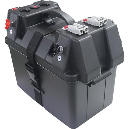 12-24V Powered Battery Box with USB Charger and Voltmeter for Outdoor Car Marine