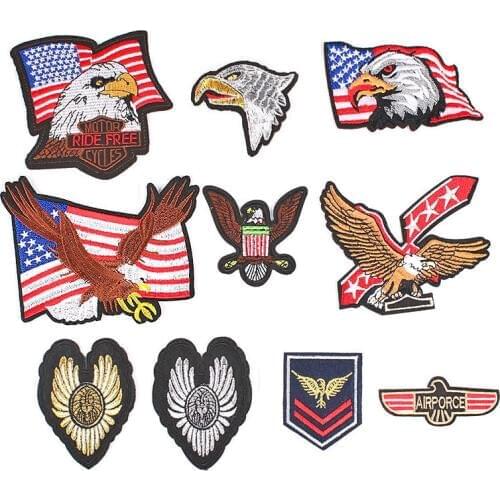American Eagle Head Silver Color Embroidered Cloth Clothing Accessories Badge Patch